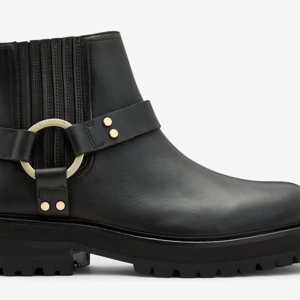 All Saints Maddie Biker Boots/ Black Leather. Size 37.